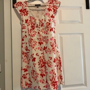 Banana Republic Spring Coral Floral Linen Cotton Dress